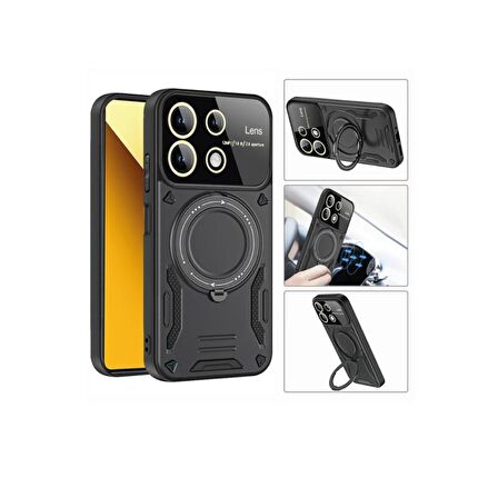 Xiaomi Mi 13T Kılıf Joy Lens Korumalı Standlı Şık Tasarım Kapak + Ekran Koruma
