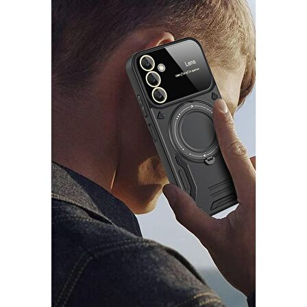 Samsung Galaxy A35 5G Kılıf Joy Lens Korumalı Standlı Şık Tasarım Kapak + Ekran Koruma