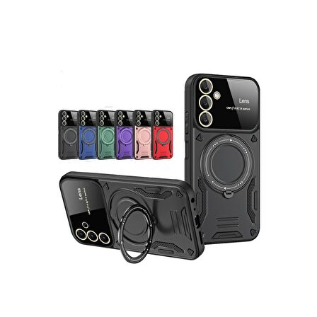 Samsung Galaxy A25 5G Kılıf Joy Lens Korumalı Standlı Şık Tasarım Kapak + Ekran Koruma