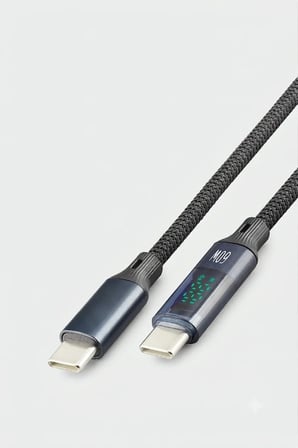 Samsung Galaxy S26+ Uyumlu 60W PD Type-C Type-C Led Göstergeli Hasır Hızlı Şarj Data Kablosu