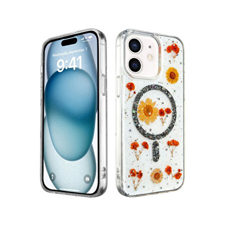 Apple iPhone 11 Uyumlu Kılıf Daisy Simli Magsafe Silikon Kapak