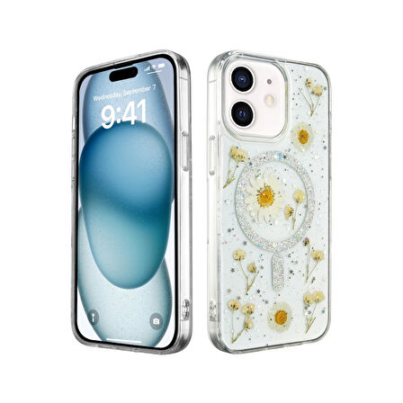 Apple iPhone 11 Uyumlu Kılıf Daisy Simli Magsafe Silikon Kapak