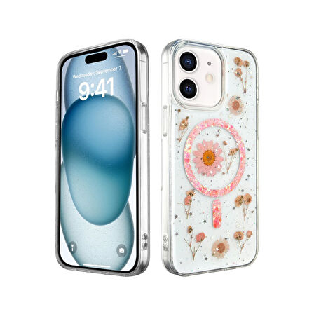 Apple iPhone 11 Uyumlu Kılıf Daisy Simli Magsafe Silikon Kapak