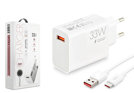 Xiaomi 11T Uyumlu SG37 33W Turbo Type C Şarj Aleti Seti Kafa + Kablo