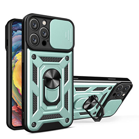 Apple iPhone 16 Pro Kılıf Pars Lens Yüzüklü Silikon Magnetik Standlı Kamera Korumalı Kapak