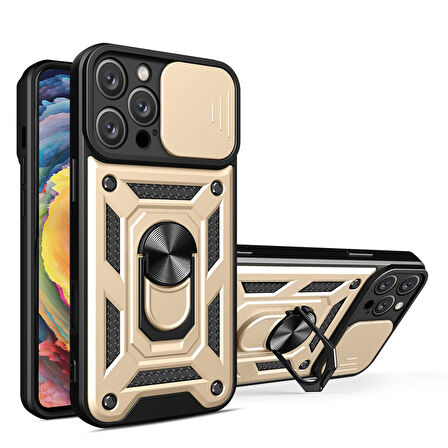 Apple iPhone 16 Pro Max Kılıf Pars Lens Yüzüklü Silikon Magnetik Standlı Kamera Korumalı Kapak