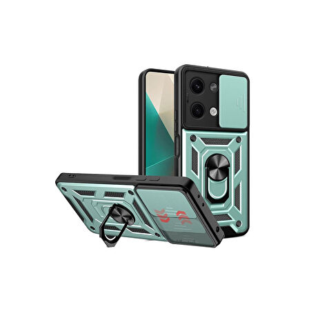 Xiaomi Poco X6 Kılıf Pars Lens Yüzüklü Silikon Magnetik Standlı Kamera Korumalı Kapak