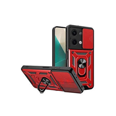 Xiaomi Poco X6 Kılıf Pars Lens Yüzüklü Silikon Magnetik Standlı Kamera Korumalı Kapak