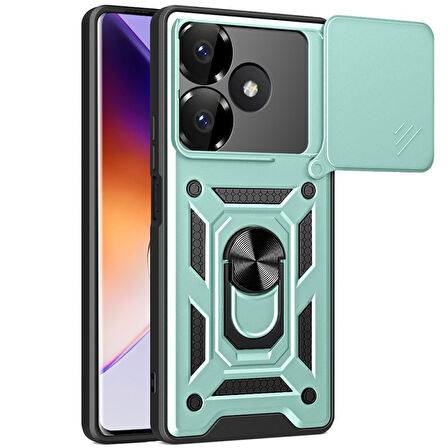 Xiaomi Redmi 13 4G Kılıf Pars Lens Yüzüklü Silikon Magnetik Standlı Kamera Korumalı Kapak