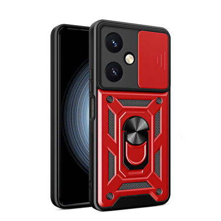 Vivo Y27 Kılıf Pars Lens Yüzüklü Silikon Magnetik Standlı Kamera Korumalı Kapak