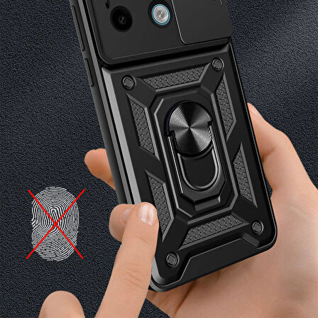 Xiaomi 14T Kılıf Magnetik Standlı Kamera Korumalı Sürgülü Vega Kapak