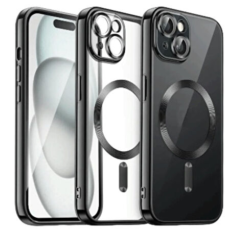 Apple İphone 15 Kılıf Kross Magneticsafe Kapak + Ekran koruma + Kablo Koruma 