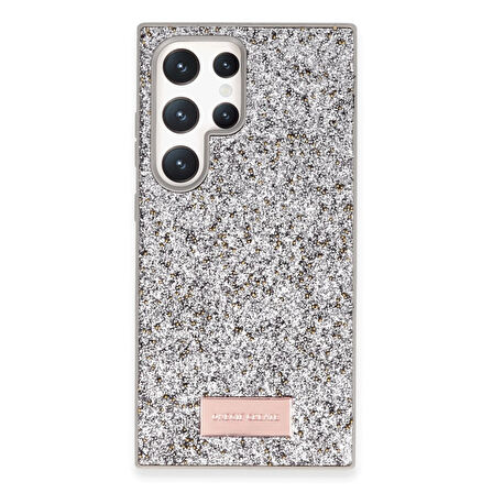 Samsung Galaxy S23 Ultra Kılıf Bright Zarif Boncuk İşlemeli Tasarım Simli Kapak