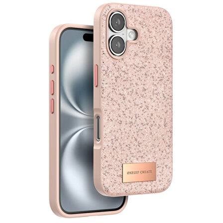 Apple İphone 16 Kılıf Bright Zarif Boncuk İşlemeli Tasarım Simli Kapak