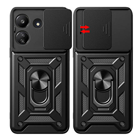 Xiaomi Redmi Note 11 Pro 4G Kılıf Magnetik Standlı Kamera Korumalı Sürgülü Vega Kapak + Ekran Koruma