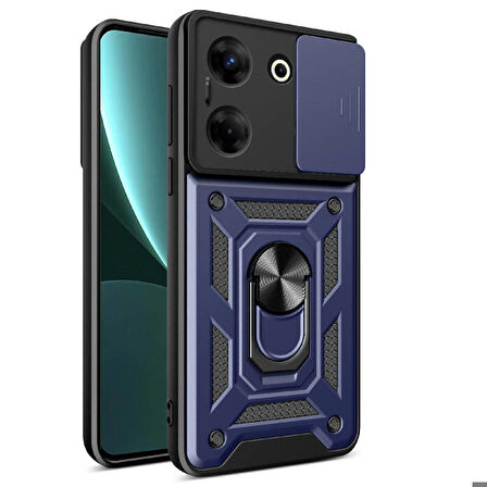 Tecno Tekno Camon 20 (CK6n) Kılıf Magnetik Standlı Kamera Korumalı Sürgülü Vega Kapak