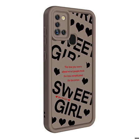 Samsung Galaxy A21S Kılıf Kamera Korumalı Baskılı Arka Yüzey Klas Silikon Kapak + Ekran Koruma