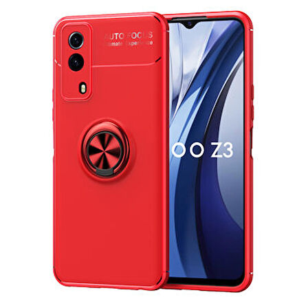 Vivo Y53S 4G Kılıf Ravel Yüzüklü Standlı Silikon Kapak