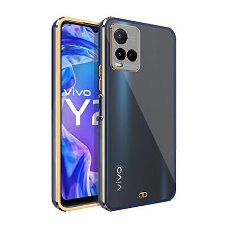 Vivo Y32 Kılıf Voit Clear Arkası Şeffaf Yanları Renkli Silikon Kapak