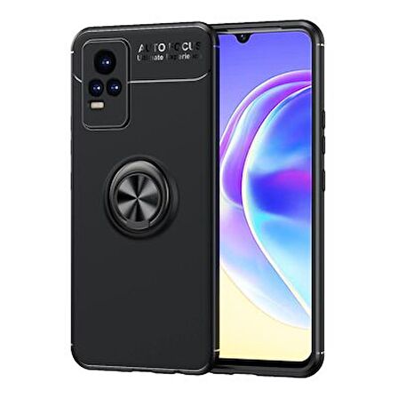 Vivo V21E Kılıf Ravel Yüzüklü Standlı Silikon Kapak