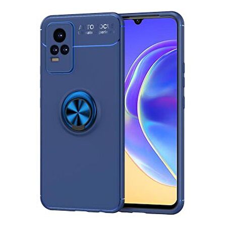 Vivo V21E Kılıf Ravel Yüzüklü Standlı Silikon Kapak