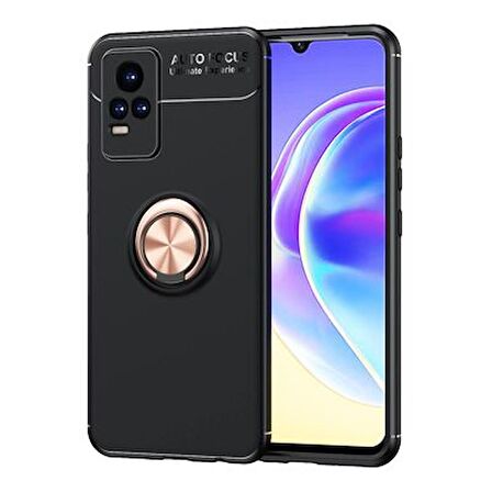 Vivo V21E Kılıf Ravel Yüzüklü Standlı Silikon Kapak