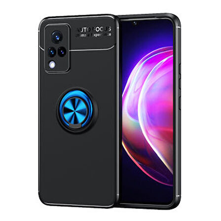 Vivo V21 Kılıf Ravel Yüzüklü Standlı Silikon Kapak