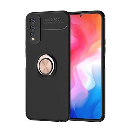 Vivo Y11S Kılıf Ravel Yüzüklü Standlı Silikon Kapak