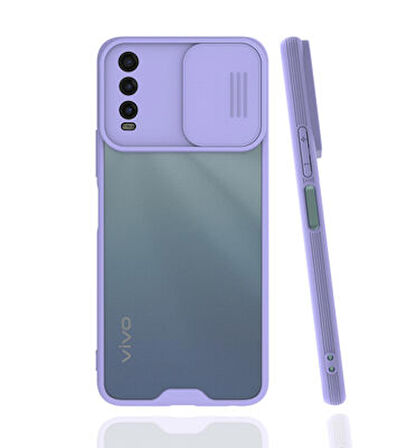 Vivo Y20 Kılıf Lensi Kamera Korumalı Sürgülü Silikon Kapak