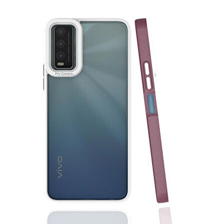 Vivo Y20S Kılıf Mima Arkası Şeffaf Yanları Renkli Kapak