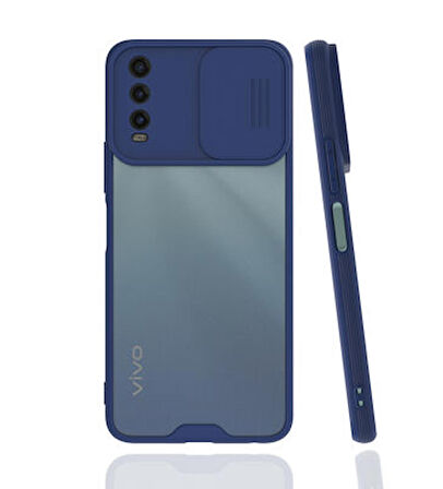 Vivo Y20S Kılıf Lensi Kamera Korumalı Sürgülü Silikon Kapak