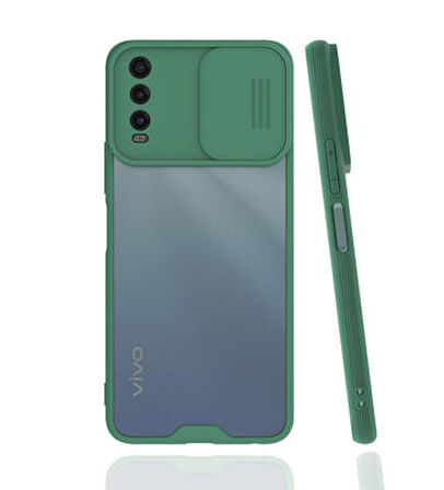 Vivo Y20S Kılıf Lensi Kamera Korumalı Sürgülü Silikon Kapak
