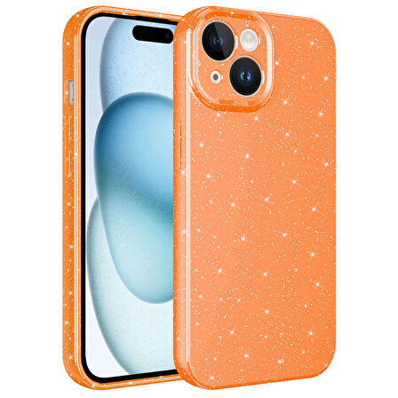 Apple iPhone 15 Kılıf Kamera Korumalı Simli Lüks Koton Kapak
