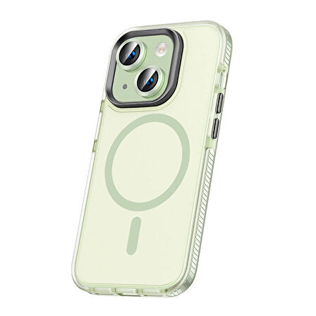 Apple iPhone 15 Kılıf Airbagli Magsafe Wireless Şarj Özellikli Lens Koruyuculu Klaptika Kapak