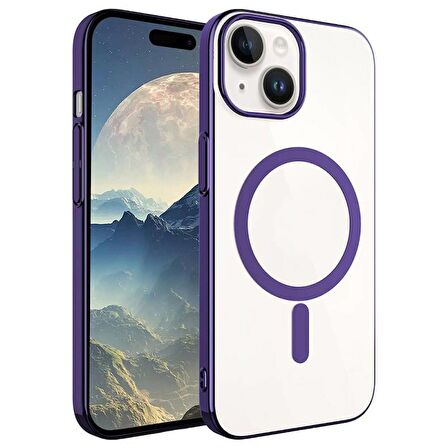 Apple iPhone 15 Kılıf Wireless Şarj Özellikli Pixel Magsafe Kapak