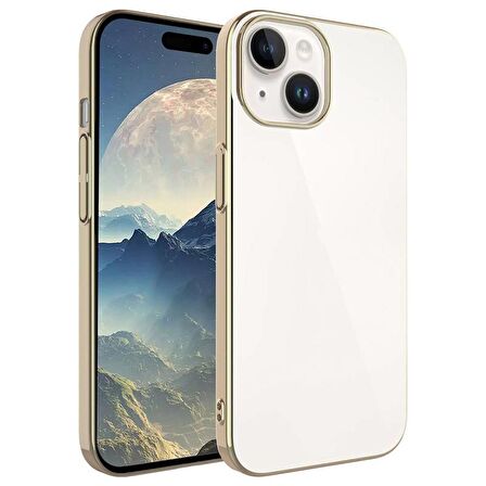 Apple iPhone 15 Kılıf Sert PC Renkli Çerçeveli Riksos Kapak