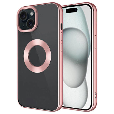 Apple İphone 15 Plus Kılıf Tek Kamera Çerçeveli Logo Gösteren Omega Kapak