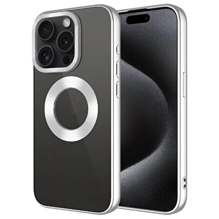 Apple iPhone 15 Pro Max Kılıf Tek Kamera Çerçeveli Logo Gösteren Omega Kapak