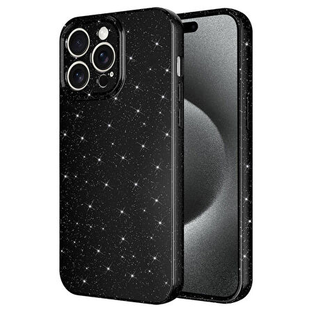 Apple iPhone 15 Pro Max Kılıf Kamera Korumalı Simli Lüks Koton Kapak