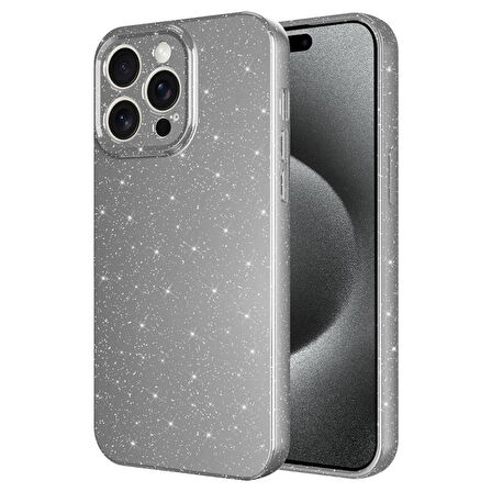 Apple iPhone 15 Pro Max Kılıf Kamera Korumalı Simli Lüks Koton Kapak