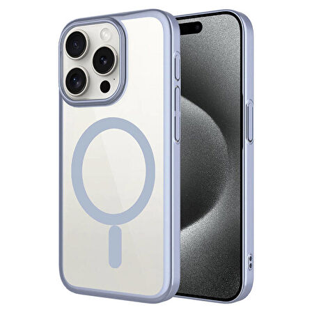 Apple iPhone 15 Pro Max Kılıf Wireless Şarj Özellikli Sert PC Mat Riksos Magsafe Kapak