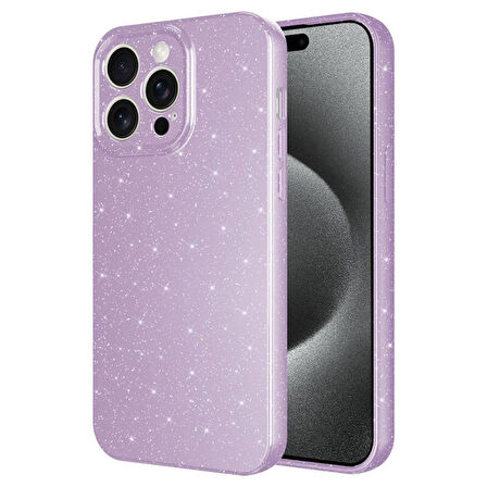 Apple iPhone 15 Pro Kılıf Kamera Korumalı Simli Lüks Koton Kapak