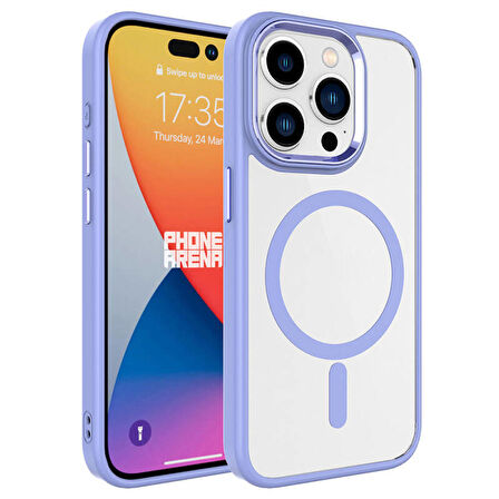 Apple iPhone 15 Pro Kılıf Wireless Şarj Özellikli Krom Magsafe Silikon Kapak