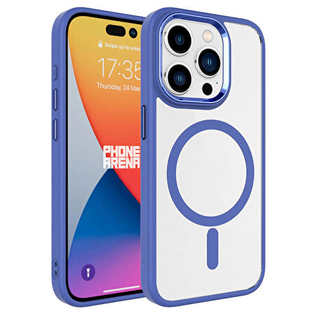 Apple iPhone 15 Pro Kılıf Wireless Şarj Özellikli Krom Magsafe Silikon Kapak