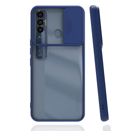 Tecno Spark 7 Pro Kılıf Lensi Kamera Korumalı Sürgülü Silikon Kapak
