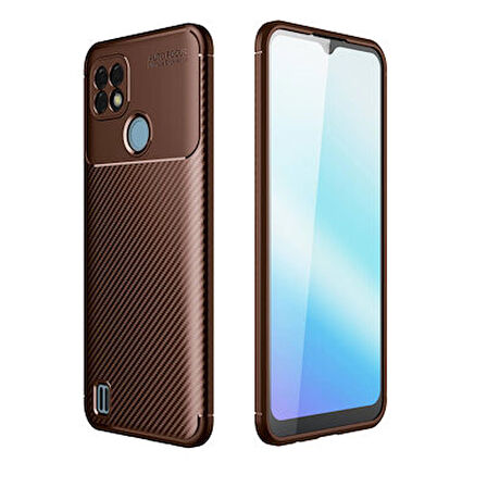 Realme C21 Kılıf Negro Karbon Görünümlü Silikon Kapak