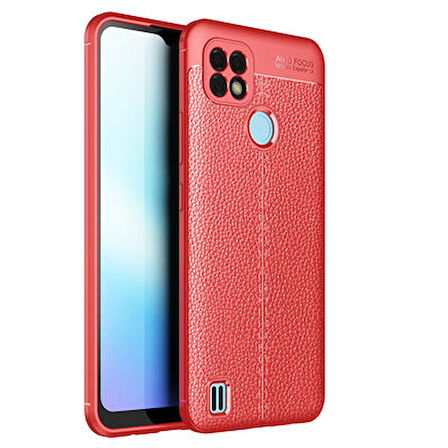 Realme C21 Kılıf Niss Deri Görünümlü Silikon Kapak