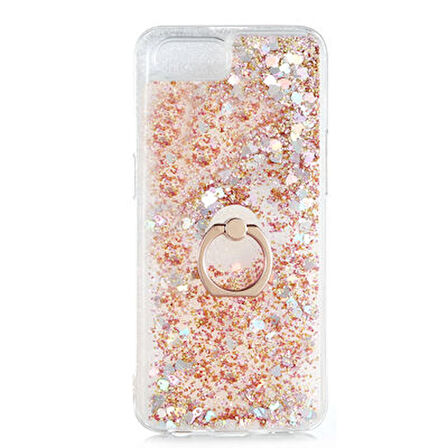 Realme C2 Kılıf Milce Simli Sıvılı Yüzüklü Standlı Silikon Kapak