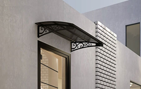 Metal Taşıyıcılı Kapı Üstü Pratik Sundurma Antrasit - Siyah Levha 200 x 200 Md2