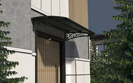 Metal Taşıyıcılı Kapı Üstü Pratik Sundurma Antrasit - Siyah Levha 200 x 200 Md2
